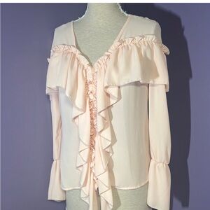 ⭐️ 2 for $15, VENUS Light Pink Ruffle Blouse